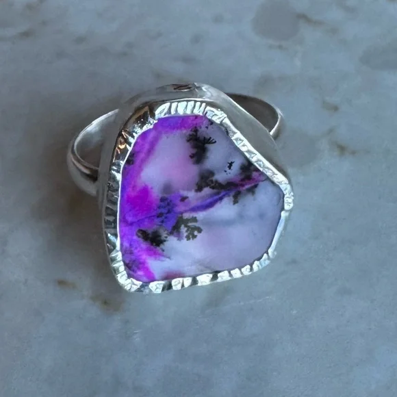 NWOT Sundance Violet Watercolor Ring, Dendritic Opal, Sterling Silver - Picture 4 of 8